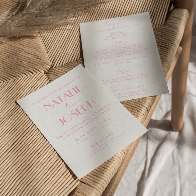 Convites Elegant Pink Orange Stylish All In One Wedding (Criador carregado)