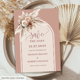 Convites Elegant Pink Pampas Grass Wedding Save the Date
