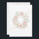 Convites Elegant Pink Pastel Floral Wreath Botanical Design<br><div class="desc">Soft pastel floral wreath with delicate pink and cream flowers, fresh green leaves and elegant flowing gold lines. This romantic botanical design creates a light, dreamy aesthetic perfect for wedding invitations, greeting cards, feminine stationery, wall art, and modern home decor. Ideal for spring themes, bridal showers, baby showers, and elegant...</div>