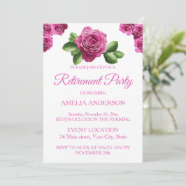 Convites Elegant Pink Roses Floral retirement party