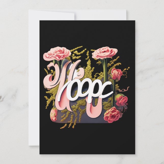 Convites Elegant Pink Roses Hope Typography (Frente)