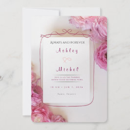 Convites Elegant Pink Roses Paris Vow Renewal Invitation
