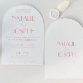 Convites Elegant Pink Stylish Minimalist Arched Wedding