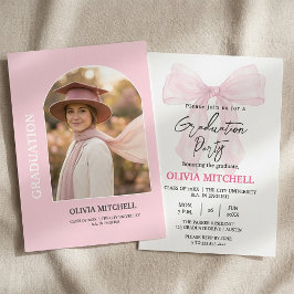 Convites Elegant Pink Watercolor Graduation Party