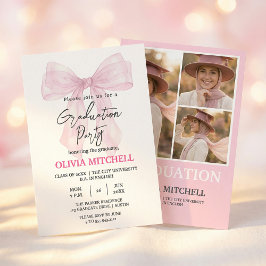 Convites Elegant Pink Watercolor Graduation Party