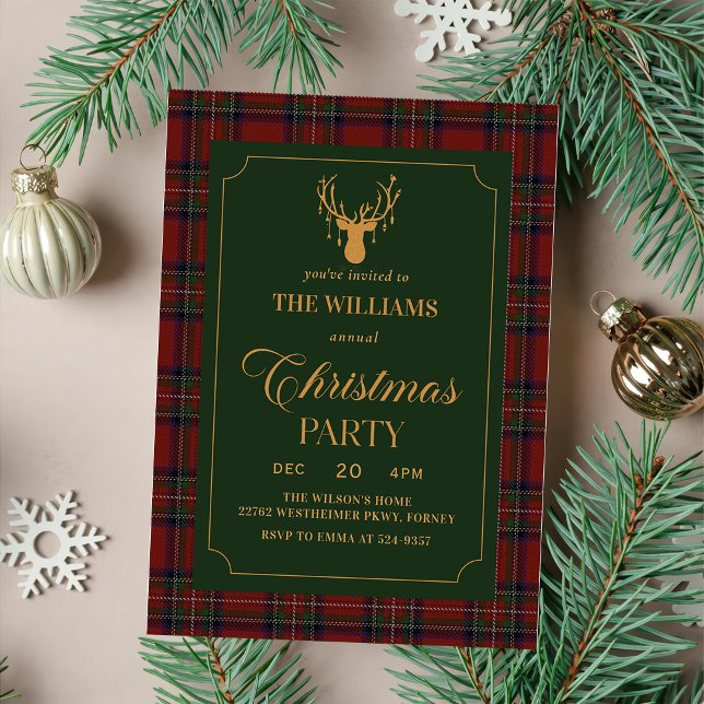 Convites Elegant Plaid Christmas Party Invitation (Criador carregado)