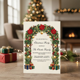 Convites Elegant Poinsettia Christmas Trellis Party Design