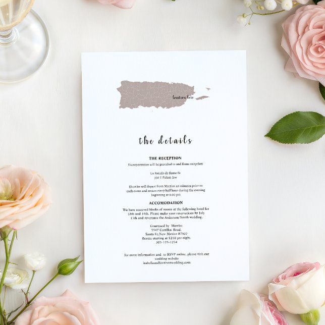 Convites ELEGANT Puerto Rico Wedding Invitation Details (Criador carregado)