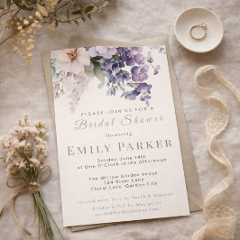 Convites Elegant Purple Floral Bridal Shower