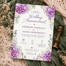 Elegant Purple Floral Watercolor Hydrangea 