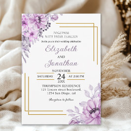 Convites Elegant Purple Floral Wedding Suite