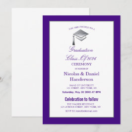 Convites Elegant purple graduation ceremony invitation
