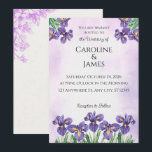 Convites Elegant Purple Iris Watercolor Floral Wedding Invi<br><div class="desc">This exquisite wedding invitation features a stunning watercolor design of vibrant purple irises, gracefully framing your event details. Perfect for spring or summer celebrations, its elegant floral motif and sophisticated color palette evoke a sense of timeless romance. Invite your guests with a design that beautifully blends classic charm with artistic...</div>