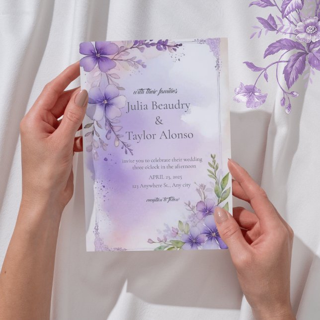 Convites Elegant Purple Rose Wedding Invite (Criador carregado)