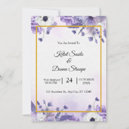 Convites Elegant Purple Watercolor wedding