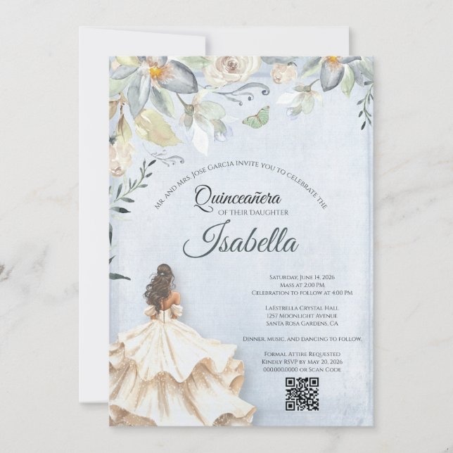 Convites Elegant Quinceanera 15th Birthday Invitation (Frente)