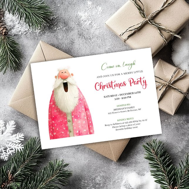 Convites Elegant Quirky Santa Minimalist Holiday Invitation (Elegant Quirky Santa Minimalist Holiday Invitation)