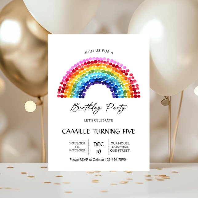 Convites Elegant Rainbow Birthday party (Criador carregado)