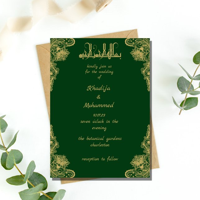 Convites ELEGANT red and gold ISLAMIC WEDDING Invitati (Criador carregado)