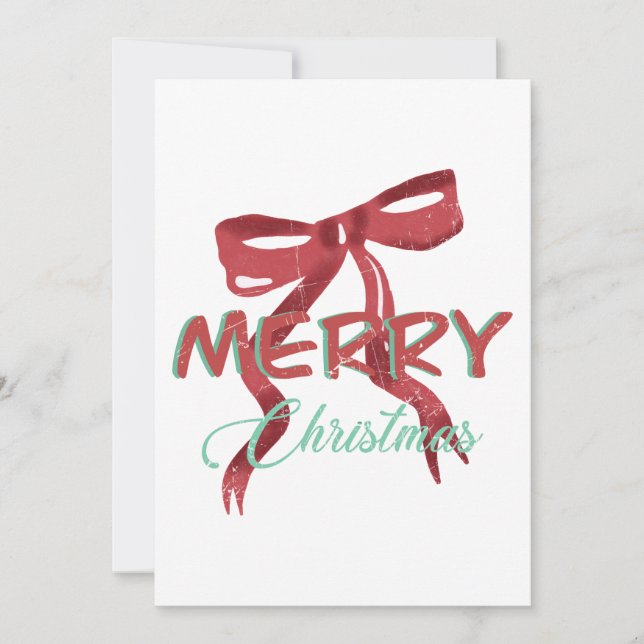 Convites Elegant Red Bow Christmas Card (Frente)