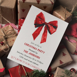 Convites Elegant Red Bow Christmas Party Invitation