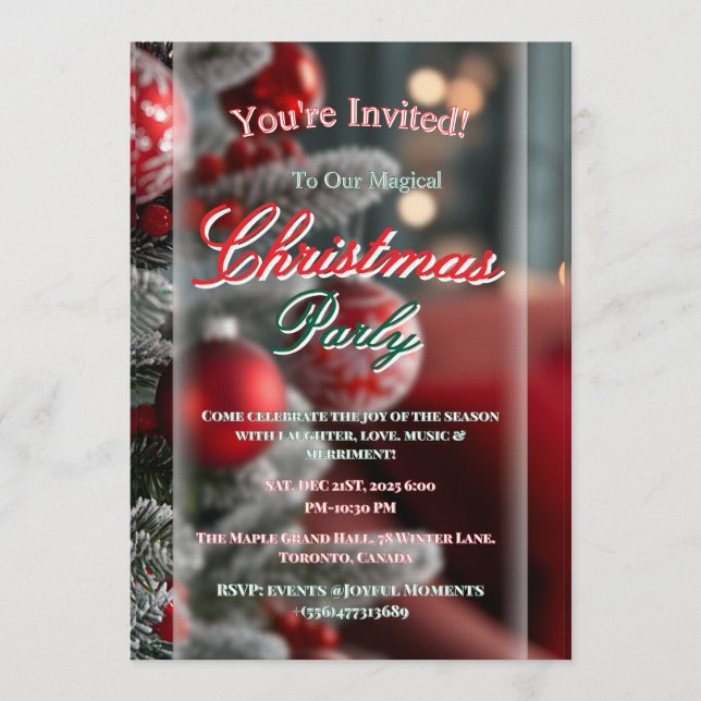 Convites Elegant Red Christmas Party Invitation (Frente)