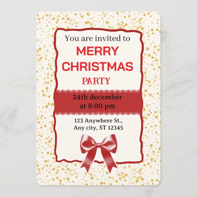 Convites Elegant Red Christmas Party Invitation (Frente)