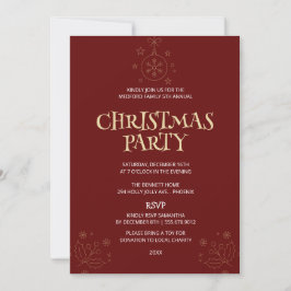 Convites Elegant Red Christmas Party Invite