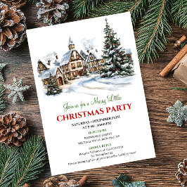 Convites Elegant red green festive city Christmas party