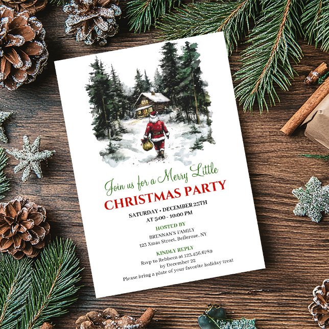 Convites Elegant Red Green Holiday Scene Christmas Invite (Elegant Red Green Holiday Scene Christmas Invite)