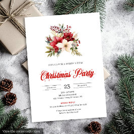 Convites Elegant Red Poinsettia Script Font Christmas