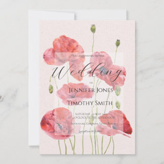 Convites elegant red poppy wedding