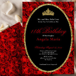 Convites Elegant Red Roses 18th Birthday Debut