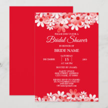 Elegant Red White Floral Bridal Shower Party