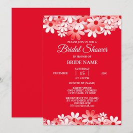 Convites Elegant Red White Floral Bridal Shower Party