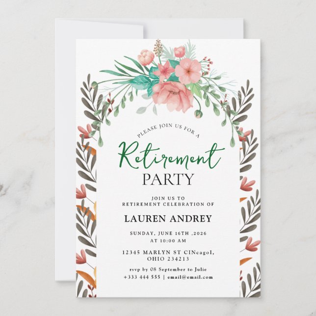 Convites Elegant Retirement Celebration Invitation (Frente)