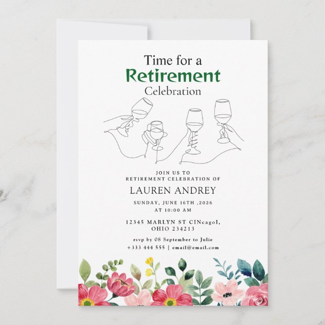 Convites Elegant Retirement Celebration Invitation (Frente)