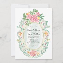 Convites Elegant Rococo Floral Bridal Shower QR code 