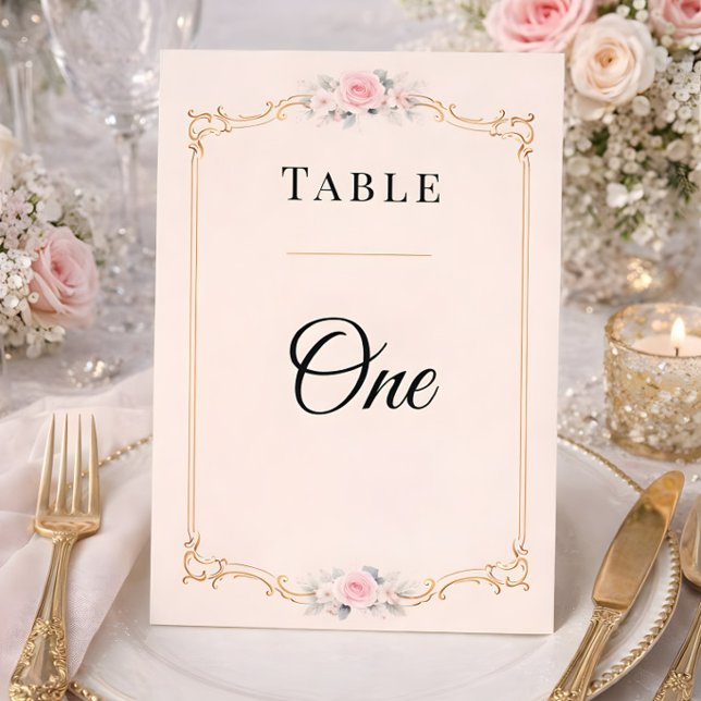 Convites Elegant Rococo Wedding Table Numbers  (Table number card for rococo collection mockup)