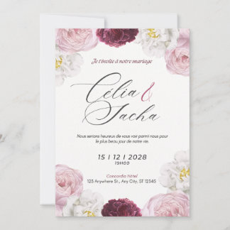 Convites Elegant Romantic Floral Wedding Invitation Card
