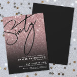 Convites Elegant Rose Gold 60th Birthday<br><div class="desc">Celebrate in style with this elegant yet modern 60th Birthday Party Invitation, perfect for marking a milestone in chic fashion. The design features a faux rose gold glitter background with a smooth black gradient at the bottom that fades into the glitter for a dramatic, stylish finish. A large “Sixty” appears...</div>