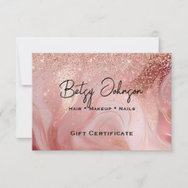 Convites Elegant Rose Gold Glitter Gift Certificate Card