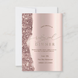 Convites Elegant Rose Gold Glitter Script 