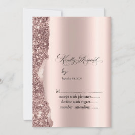 Convites Elegant Rose Gold Glitter Script