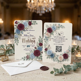 Convites Elegant Rose Modern QR Code Wedding