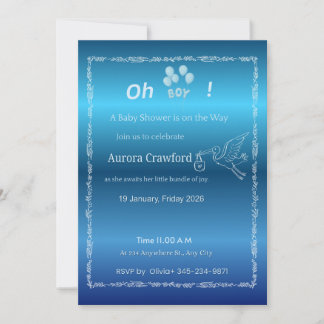 Convites Elegant Royal Blue Gradient Baby Shower Invitation