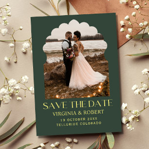 Convites Elegant Royal Green Save The Date Photo Wedding