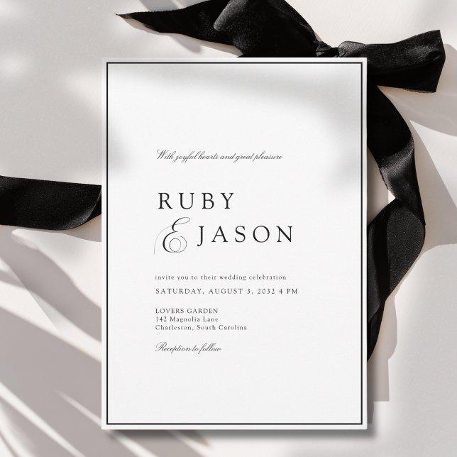 Convites Elegant Royal White & Black  Wedding (Elegant Royal White & Black Wedding Invitation - Black Tie)