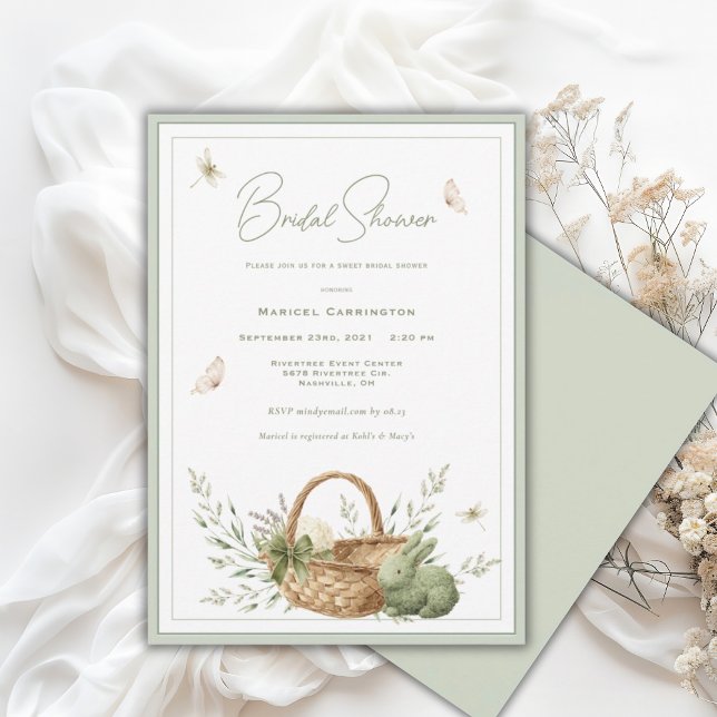 Convites Elegant Rustic Basket Greenery Bridal Shower (Criador carregado)