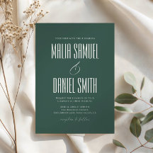 Elegant Rustic Emerald Green Wedding Invitation
